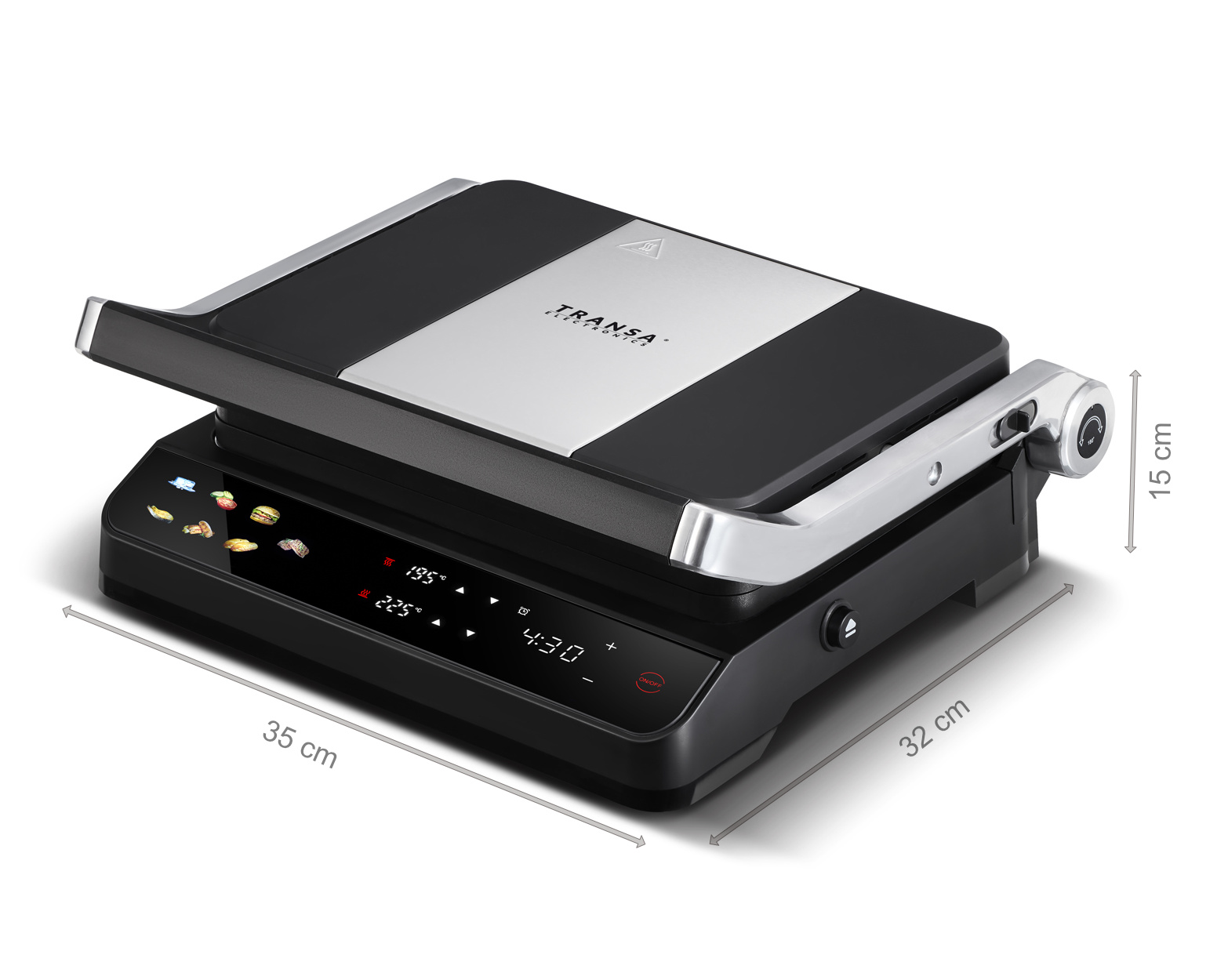 Wymiary grilla elektrycznego DualPlate Pro Transa Electronics